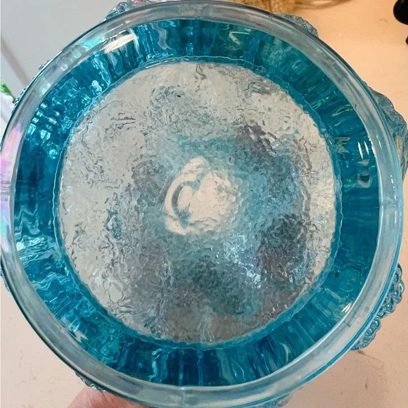 Vintage Lenox Imperial Glass Loganberry Vase - Blue carnival iridescent